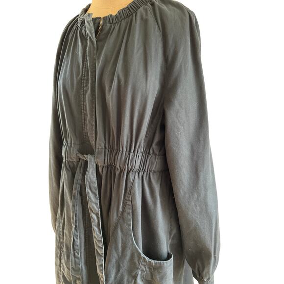 W's VTG H&M Black cotton duster, lined sz 16 goth punk Y2K - Picture 4 of 16